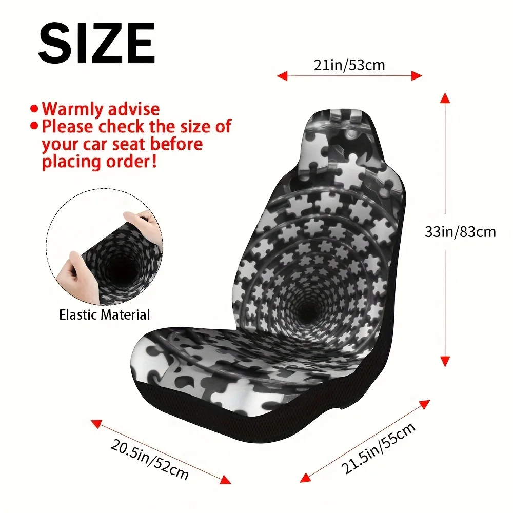 2pcs Hypnotic Spiral Burst Car Seat Covers Compatible With Most Sedan & SUV Front Seats, Fit Spiral Pattern Design, Soft Cushion