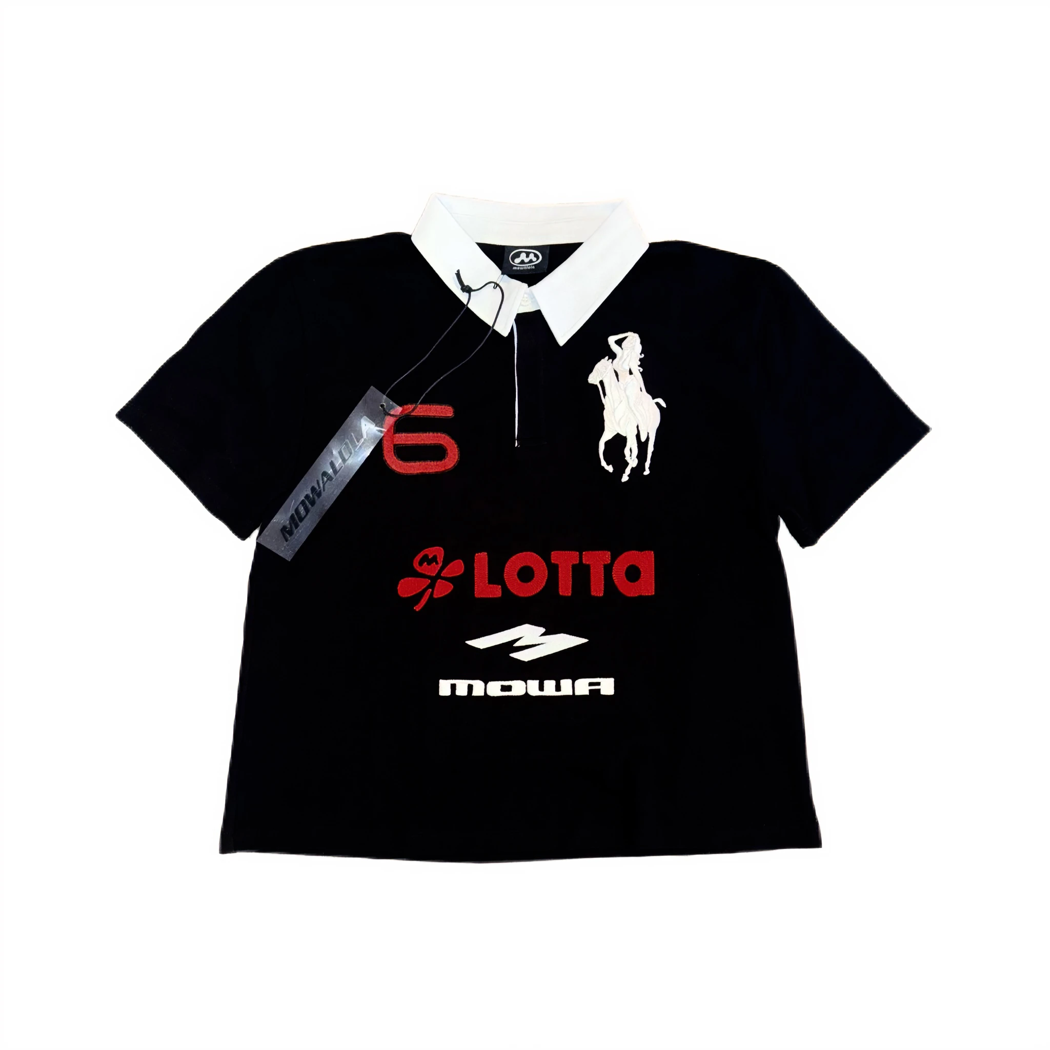 Mowalola ATL Angel Warrior Embroidered Slim Fit  Shirt Short Sleeve T-Shirt Cotton Breathable Wear Resistant Sweat Absorb...