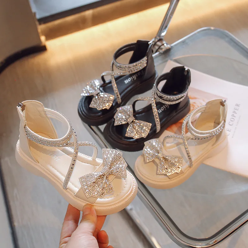 

Summer Soft Soled Casual Rhinestone Zipper Princess Shoes Roman Sandals