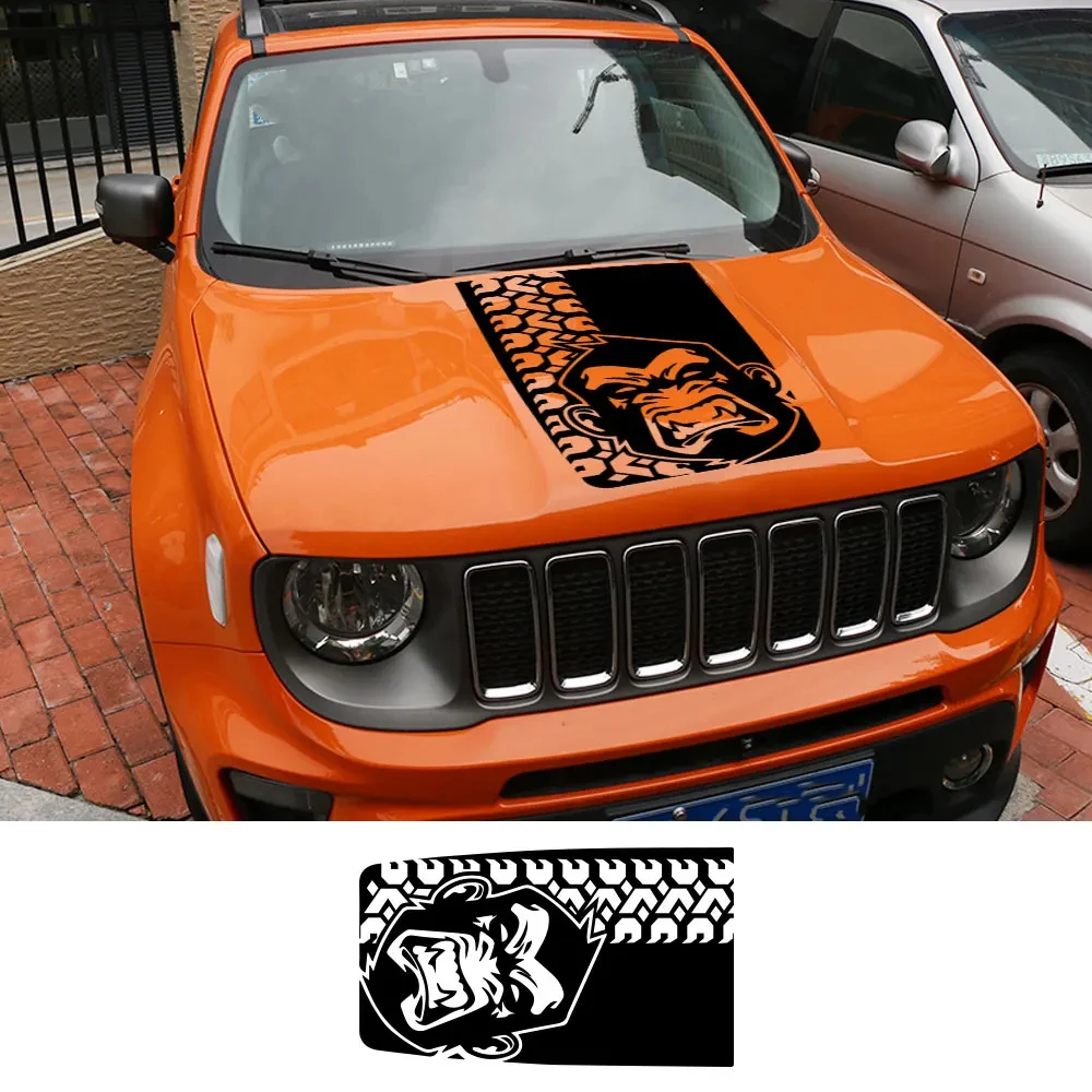 Car Hood Bonnet Sticker For Jeep Renegade Wrangler JT JK Rubicon Graphics Angry Monkey Vinyl Decal Decor Automobile Engine Cover