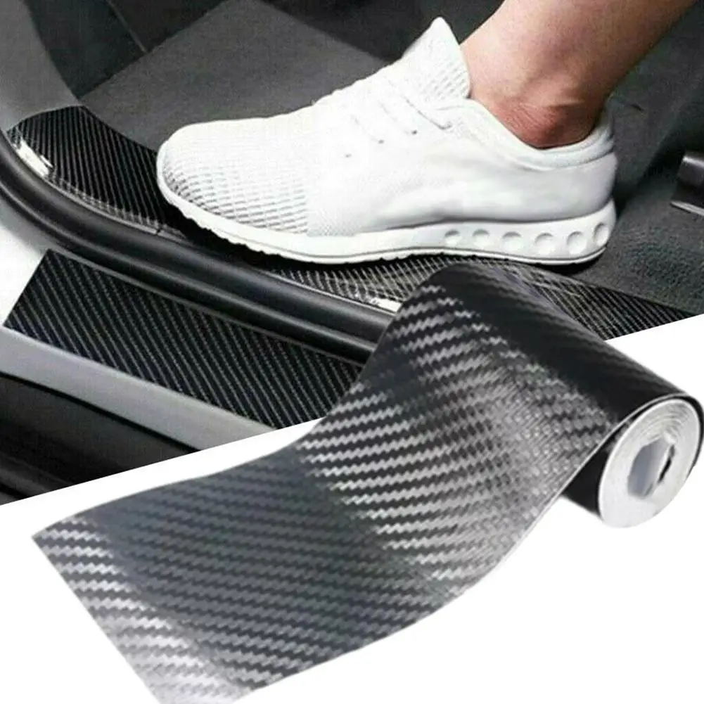 Carbon Fiber Car Sticker Door Sill Protector Scuff Plate Trim Nano Carbon Fiber Car Tape Sticker Door Paste Protector Strip