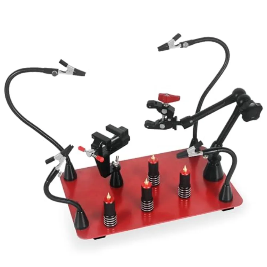 

Helping Hands Soldering Magnetic Third Helper hand Station with 4 Solder Magnetic Arms, Welding Gun Holder and Waterproof Large