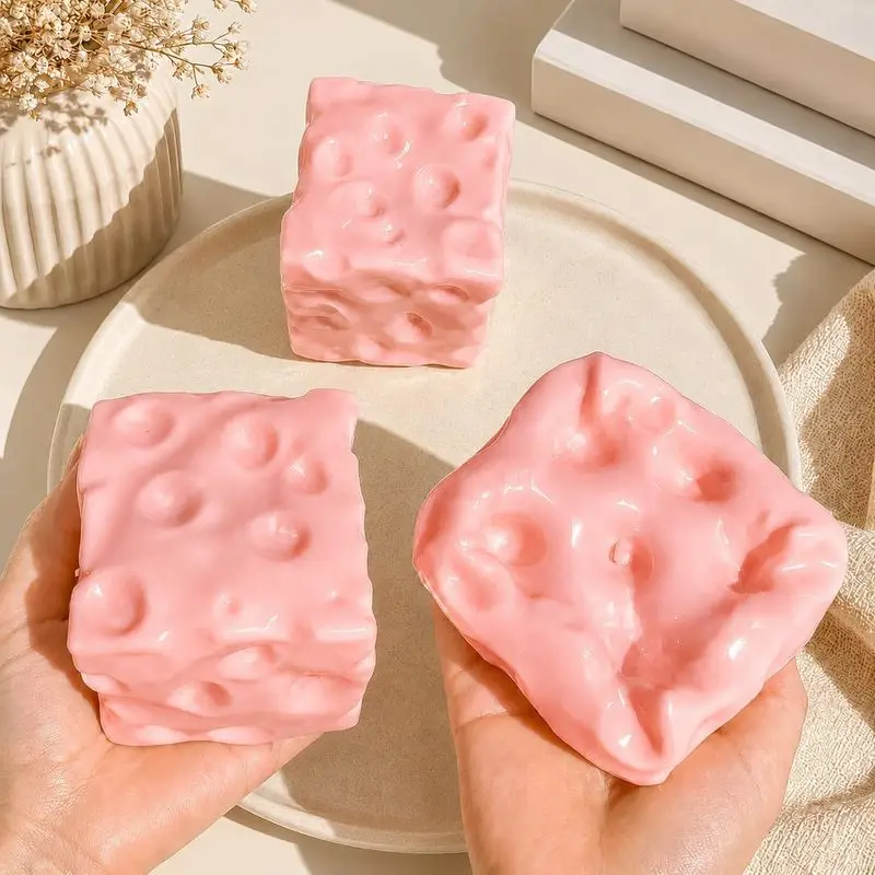 1 Realistic Swiss cheese soft toy – Adult dough texture stress relief toy,Anxiety Relief Sensory Tools,Unique desktop decoration