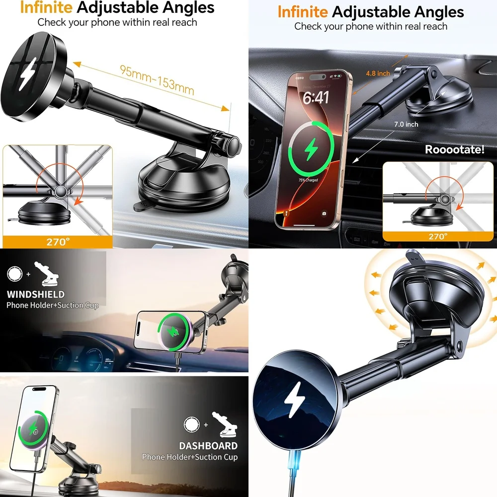 New Electronics Products Magnetic Wireless Charger Dashboard Car Phone Holder with Magnet Consumer Electronics Chargers Adapters