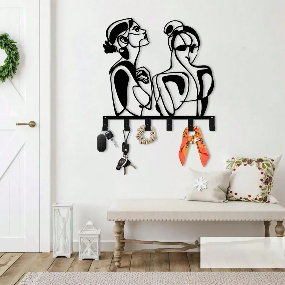 CIFbuy Iron Art Wall Decor Key Holder With Hat Rope Modern Face Entryway Office Kitchen Unique Home Gift Functional Ornament