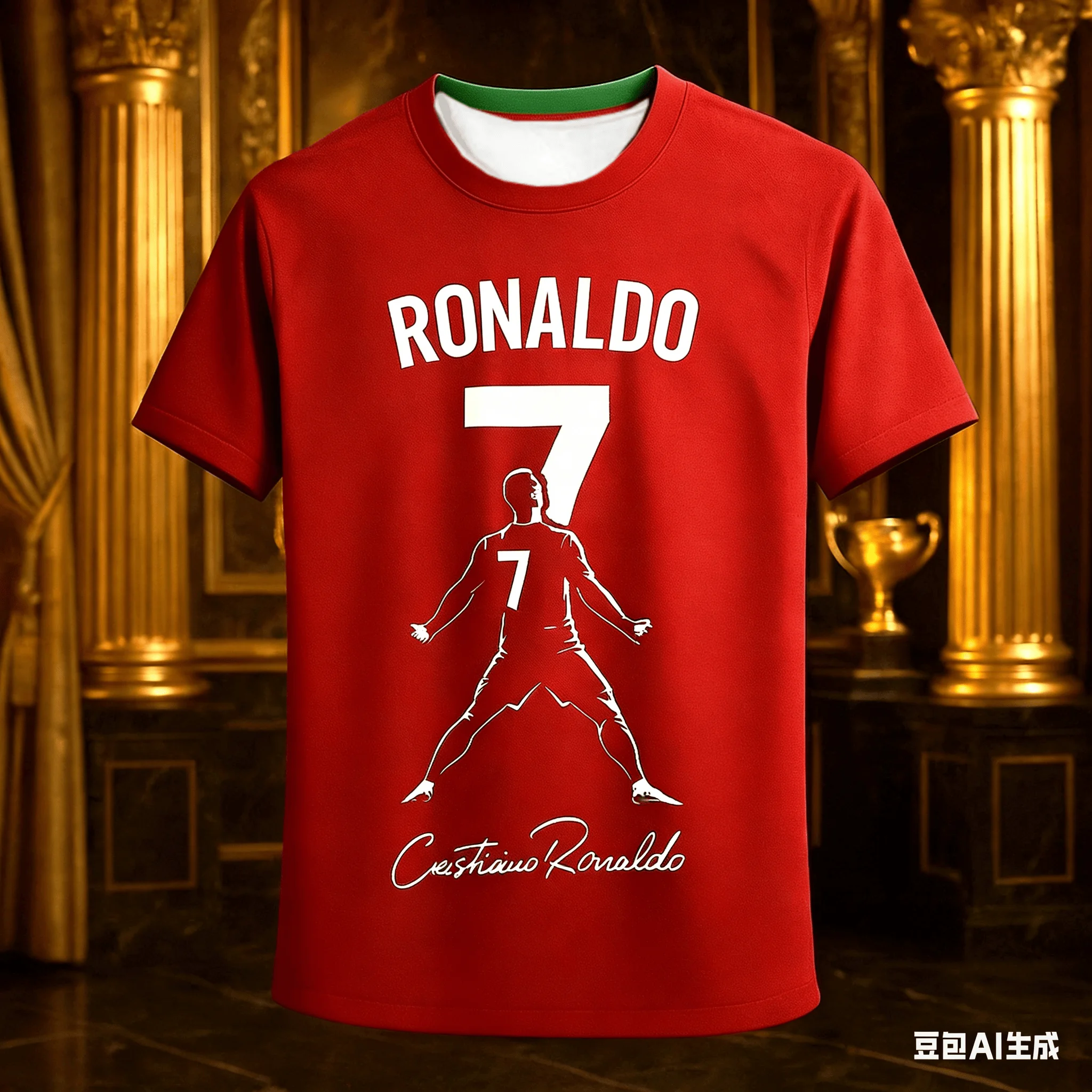 Recreate Iconic Moments of The President! Adult and Children's CR7 3D Printed Jersey Short-sleeve and Shorts Set,stadium Support