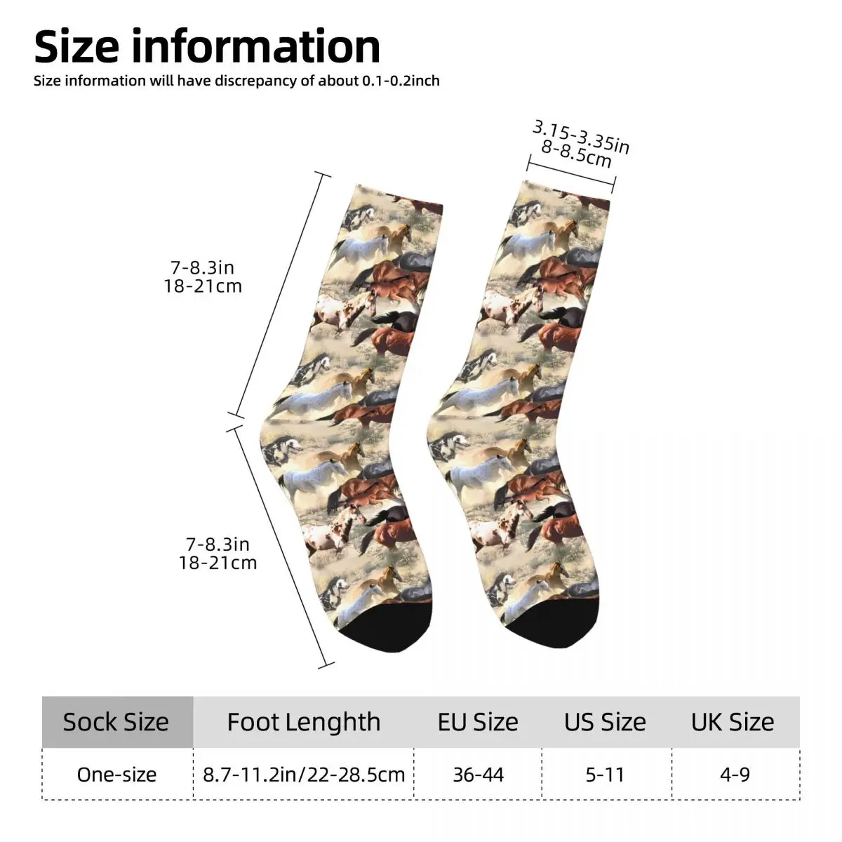 Oil Painting Wild Horse Socks Leisure Stockings Autumn Non Slip Women Men Socks Medium Soft Pattern Climbing Socks