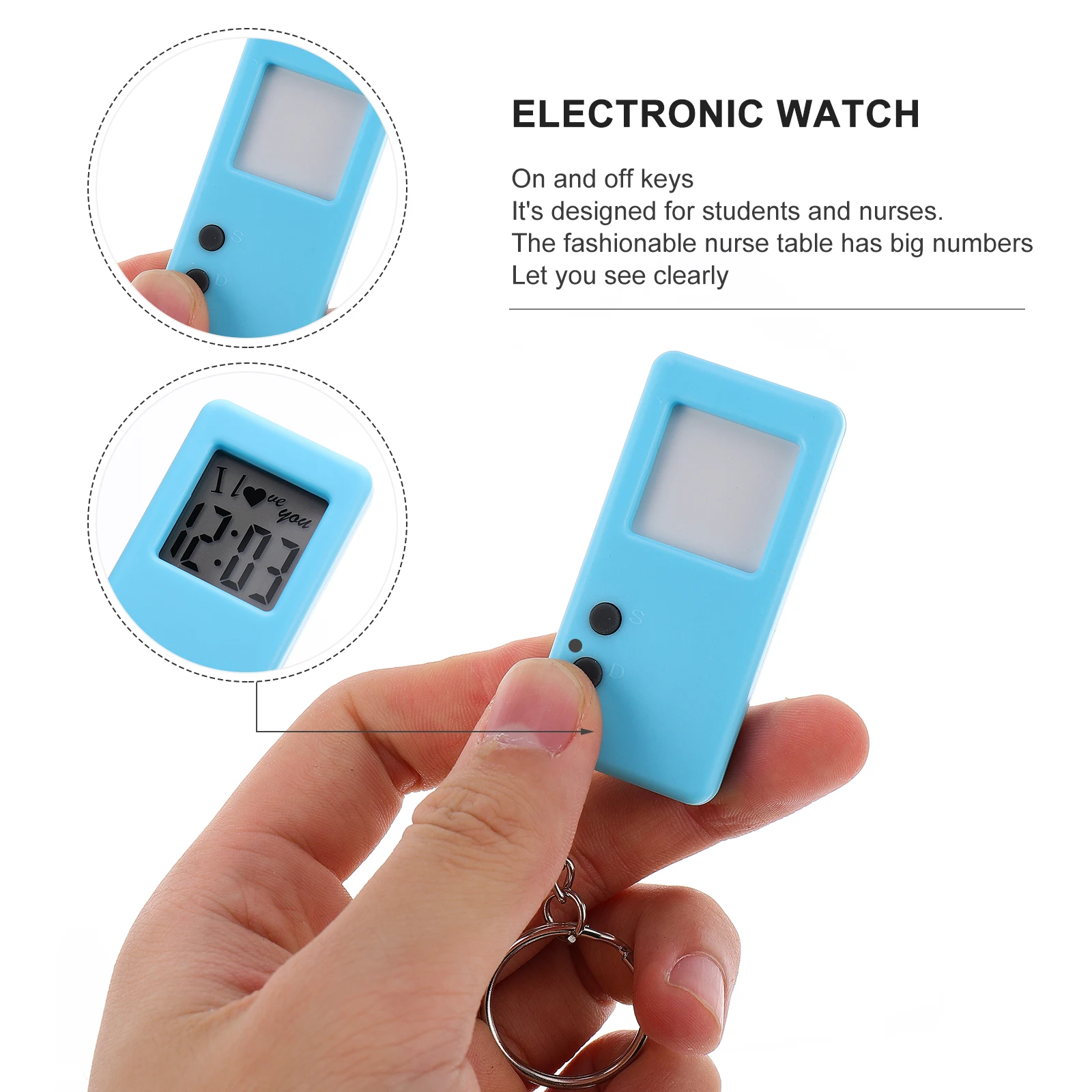 3pcs Mini Portable Key Ring Watch For Kids Students Nurses Durable Premium Material Fashionable Gift