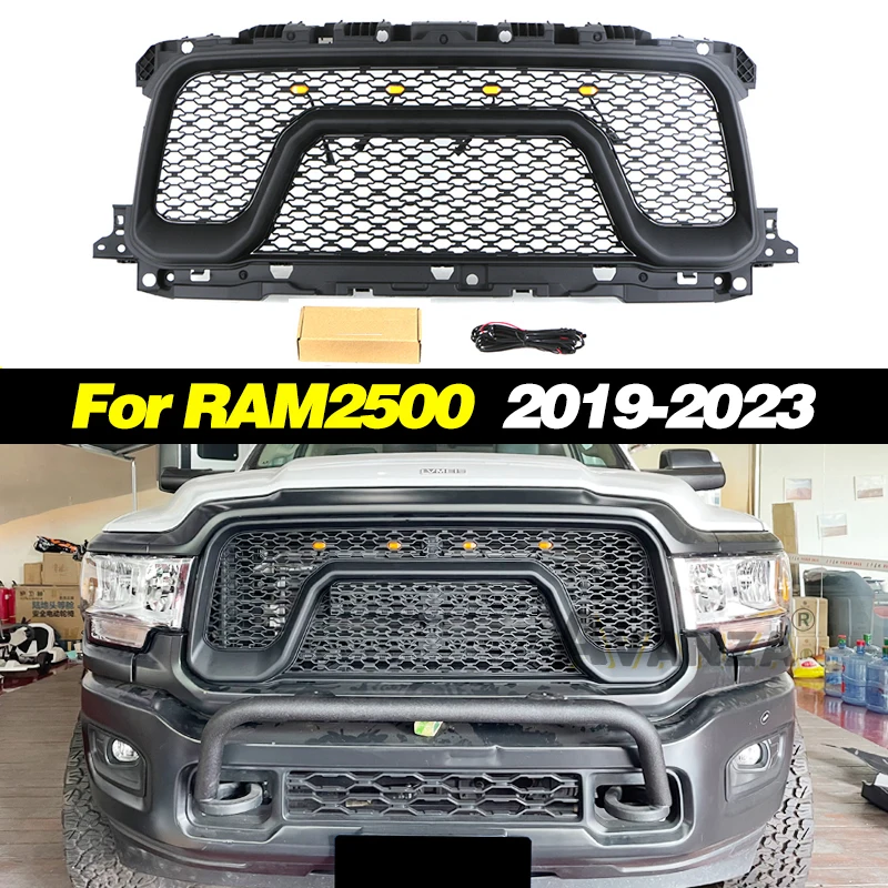 Auto Parts Grill RAM 2500  With Led Lights Front Bumper Grille Modification Accessories Decoration For Dodge RAM2500 2019-2023