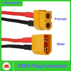 Conector de batería de enchufe hembra/macho XT60 a adaptador de enchufe macho XT60 con conector de cable Flexible de silicona de 14AWG
