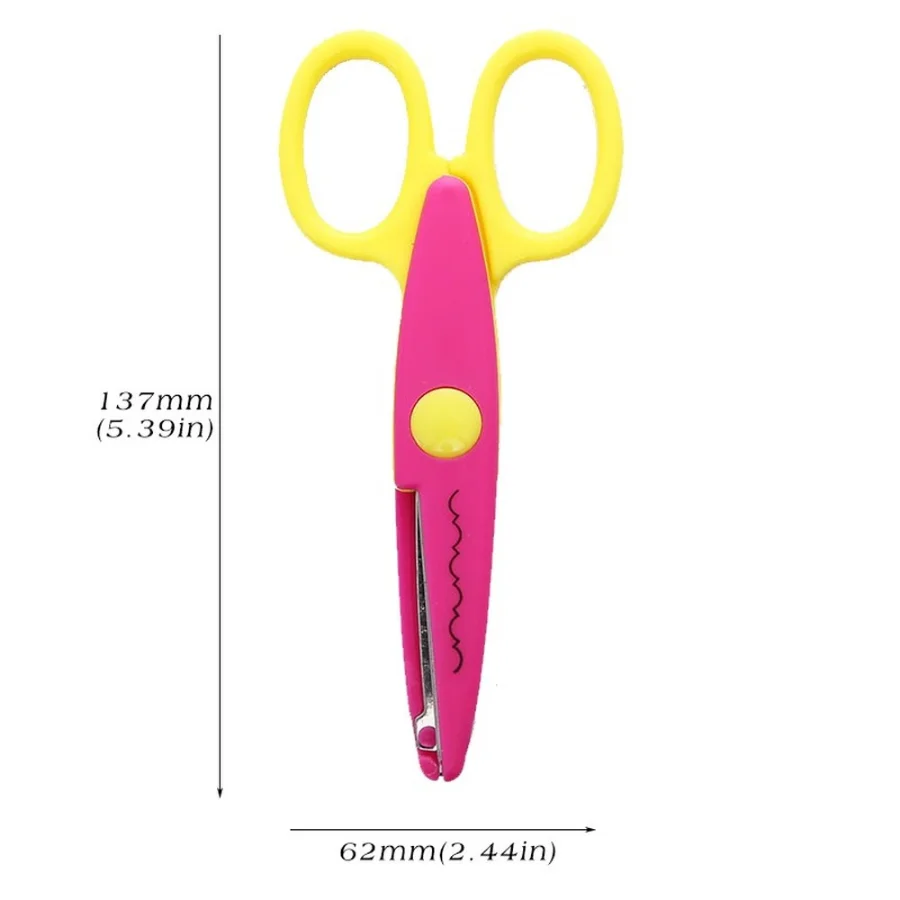 Mr.paper 6 Style Mini Scissors Wavy Lace Cut Paper Safety Craft Scissors Student Cute Stationary Supplies Art Tools