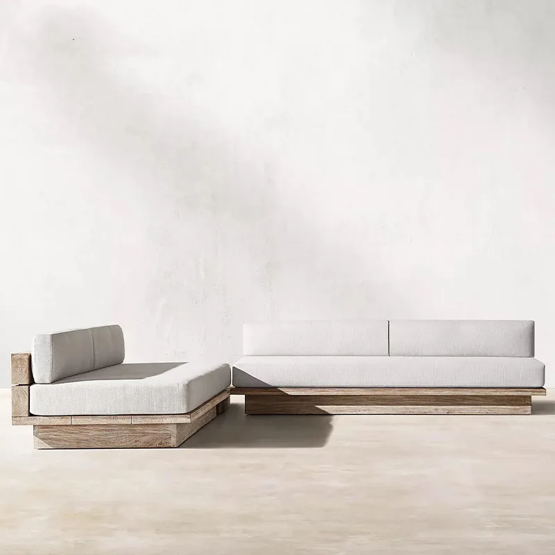 Sofa Set Nordic Outdoor Sofa Garden Creative Courtyard Villa Waterproof Sunscreen Teak Old Outdoor Open-air Sofa Combination