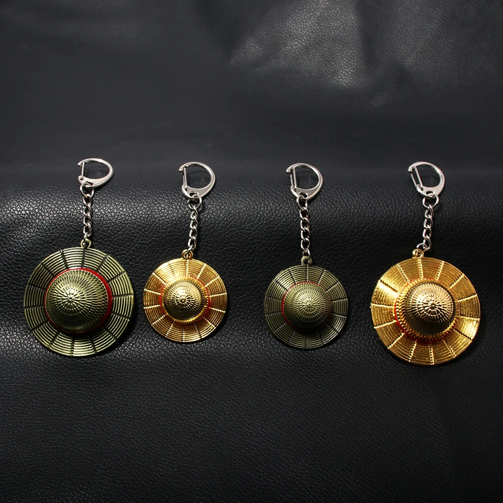 الكلاسيكية أنيمي المفاتيح لوفي القش قبعة قلادة سلاسل المفاتيح المعدنية المعلقات لمحبي تأثيري الدعائم Keyrings اكسسوارات مجوهرات #4