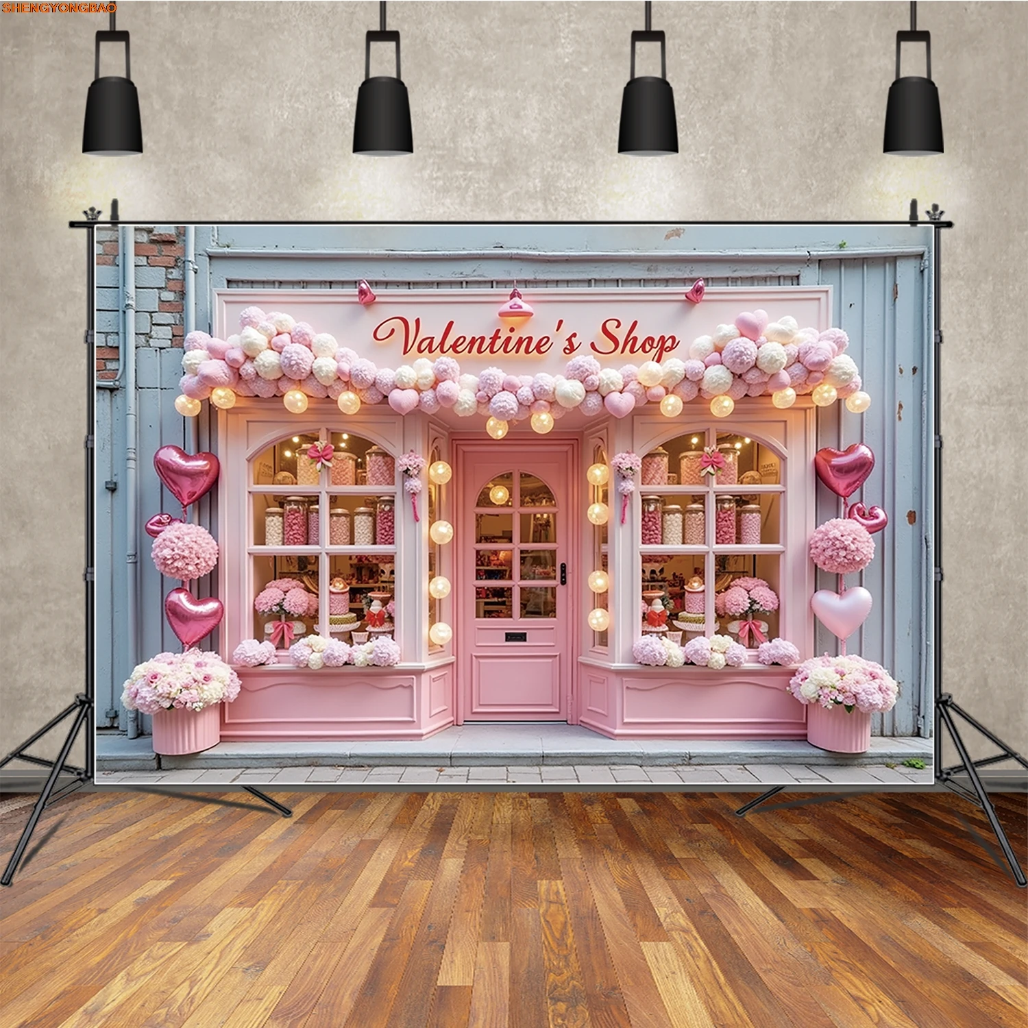 

Women Birthday Photography Background Pink Heart Valentine's Shop Photozone Backdrop Wedding Studio Photobooth Supplies