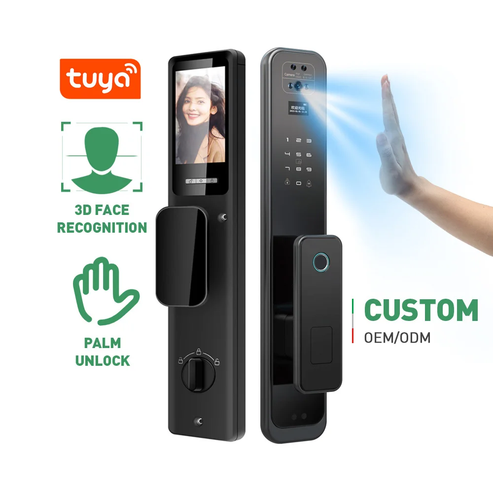 

July003 Wholesale ultrathin intelligent palm vein 3d face recognition tuya smart door lock with camera