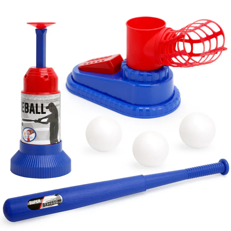 Kids Baseball Trainer Tee Ball Machine Toys Fun Outdoor Footsteps Projectile Tee Ball Trainer Pitching Machine Set Of Toys