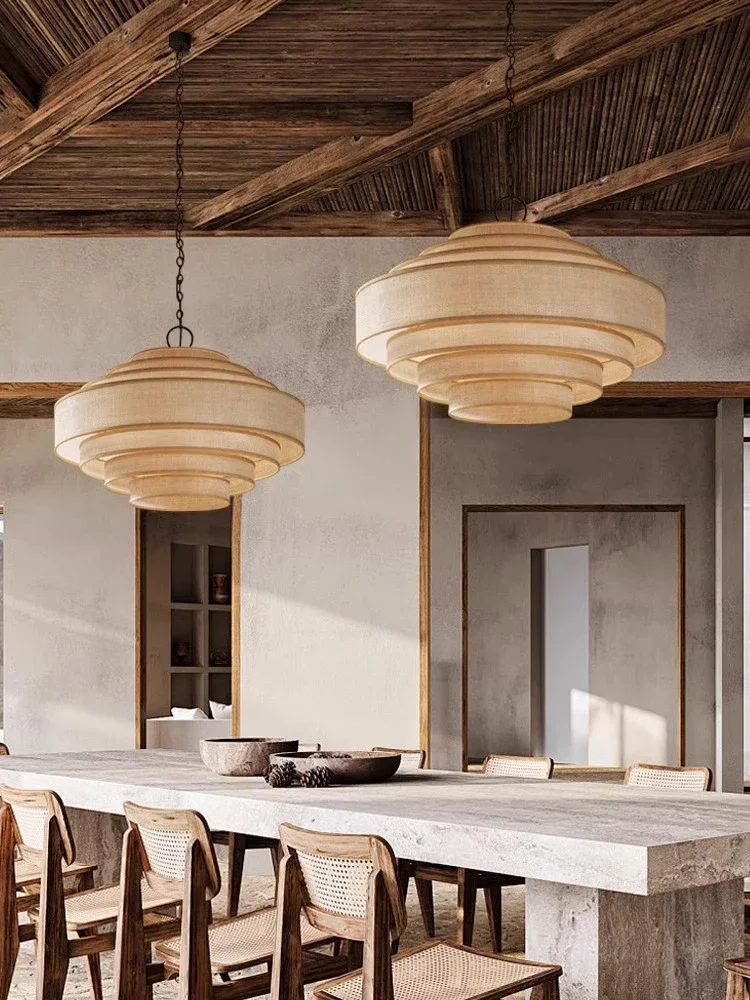 Modern Japan Style Wabi Sabi Fabric Chandelier Living Dining Bedroom B&b Decoration Home Pendant Lights Indoor Lighting Fixtures