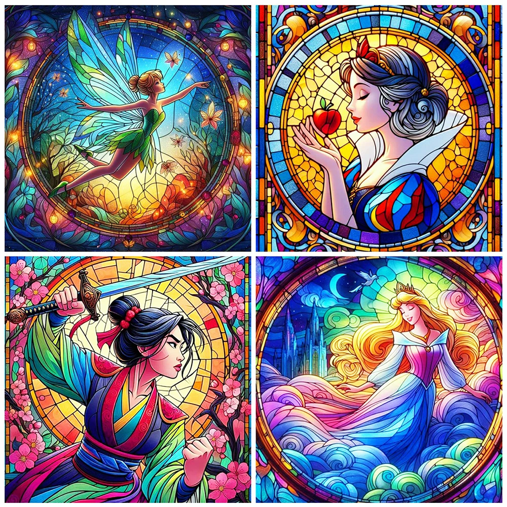 Disney Diamond Painting Mulan Snow White Picture Full Round Tinker Bell Sleeping Beauty Embroidery Princess Mosaic Handmade Gift