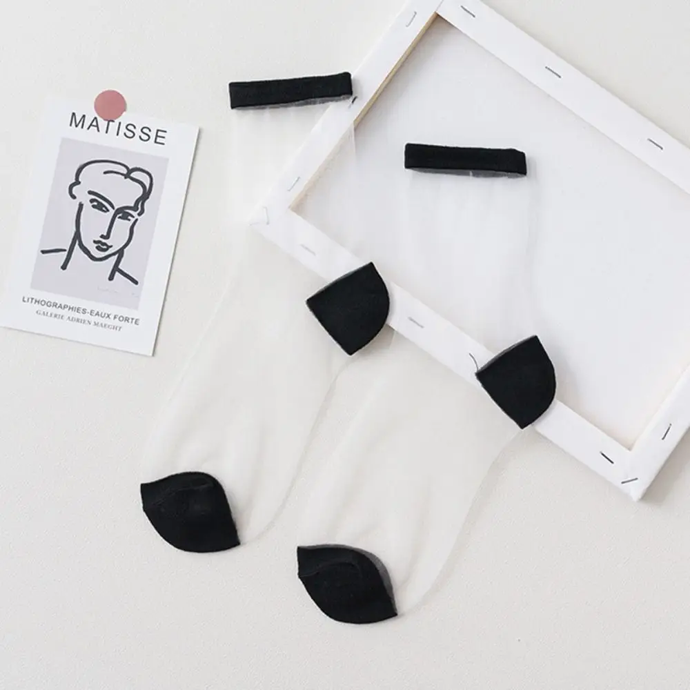 High Quality Breathable Ankle Socks Crystal silk Transparent Lastic Socks Crystal Lace Short Socks