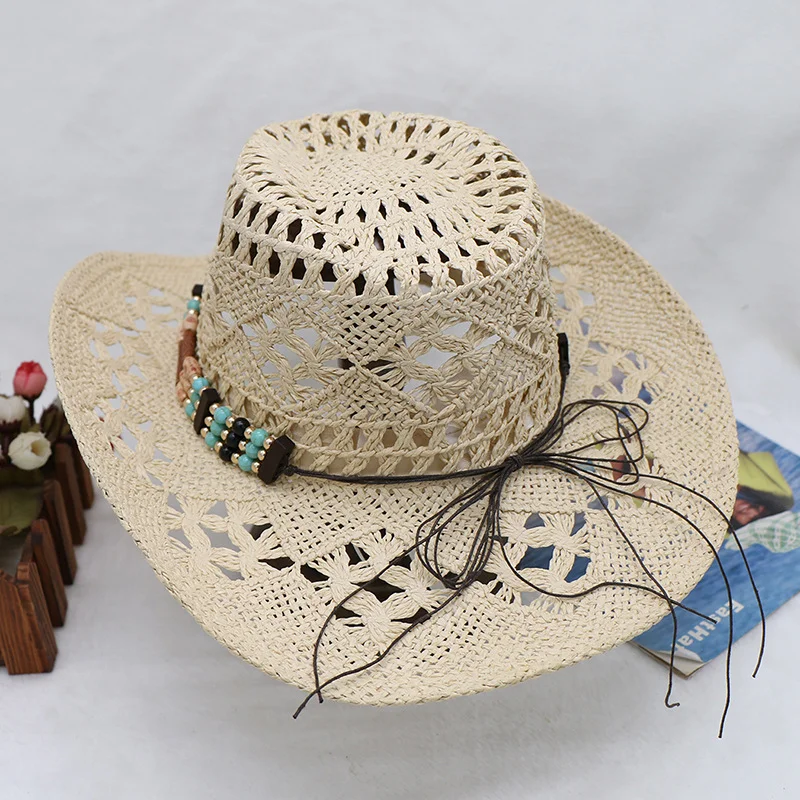 Chapeau de cowboy bohème ajouré, chapeau pour hommes Aliexpress, chapeau de plage de cowboy occidental d'été, offre spéciale