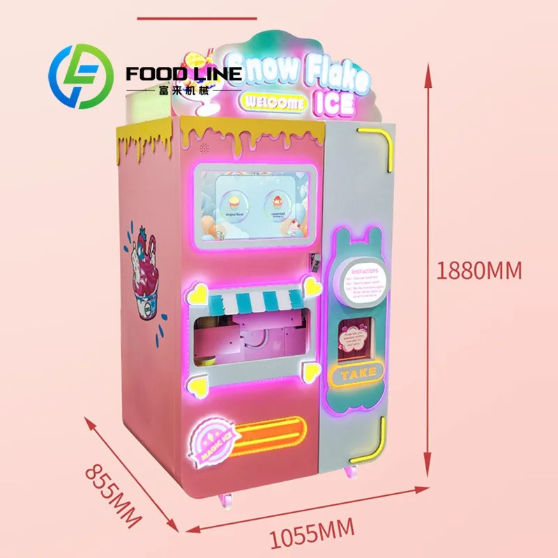 Snow Cone Vending Machine Developed For Amusement Park In Theaters Providing Side Icy Treats With Remote Control Dispensing