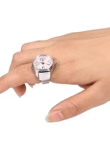 Men Women Creative Round Elastic Quartz Finger Ring Watch Fashion Couple Watch for Lovers