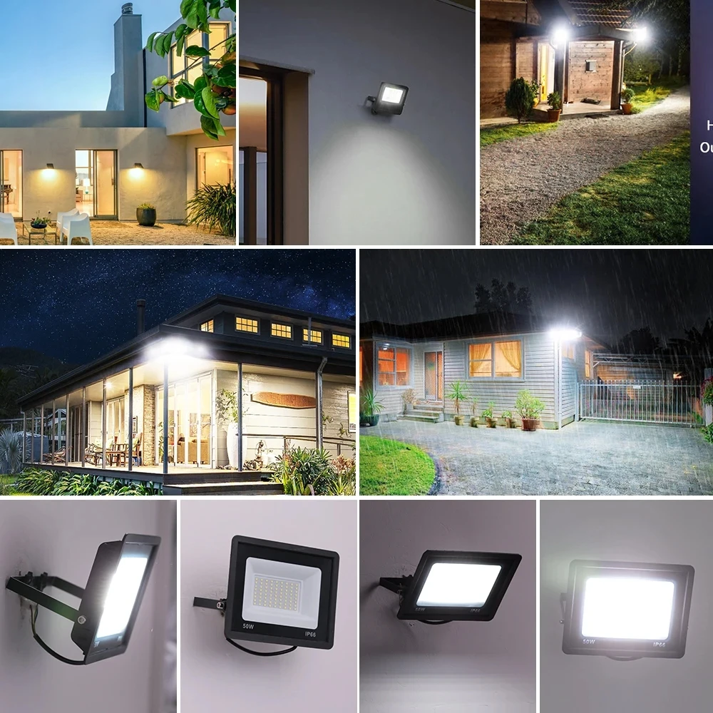 50W 100W Led Flood Light IP66 Waterproof AC 220V Outdoor Floodlight Spotlight LED Reflector Street Lamp Wall Flood Lights