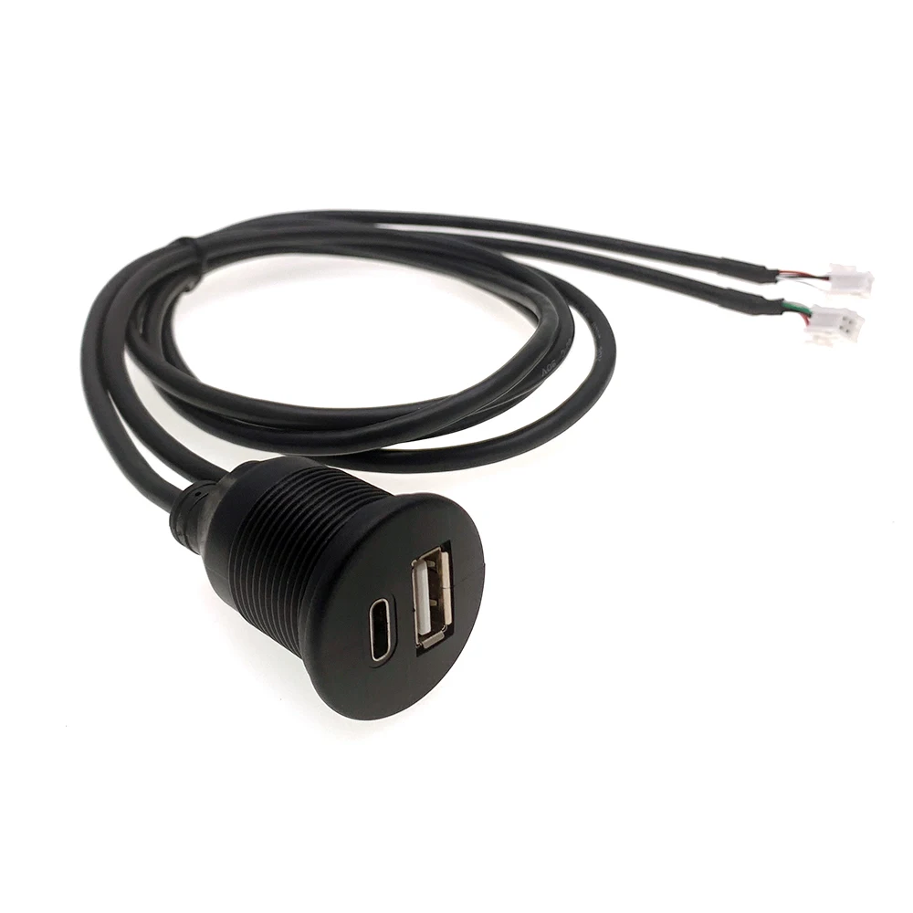 4 6-poliges Universal-Autoradio Typ-C USB 2,0 Buchse Dock Panel Armaturen brett Unterputz-Verlängerung kabel Adapter für Android-Player