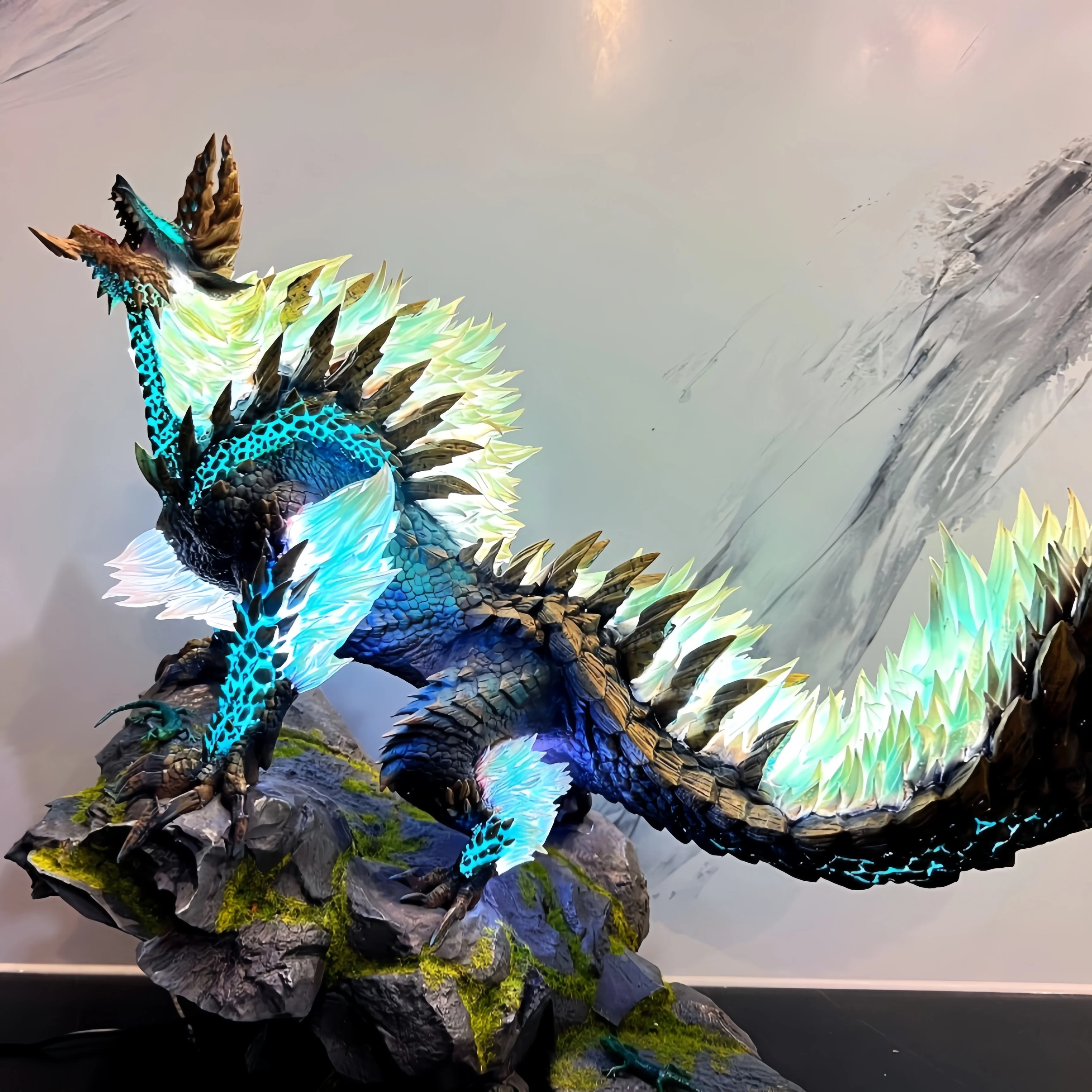 2024 New Monster Hunter World Thunder Wolf Dragon Figure Anime Statue Ornament Gk Game Monster Oversized Model Luminous Figure