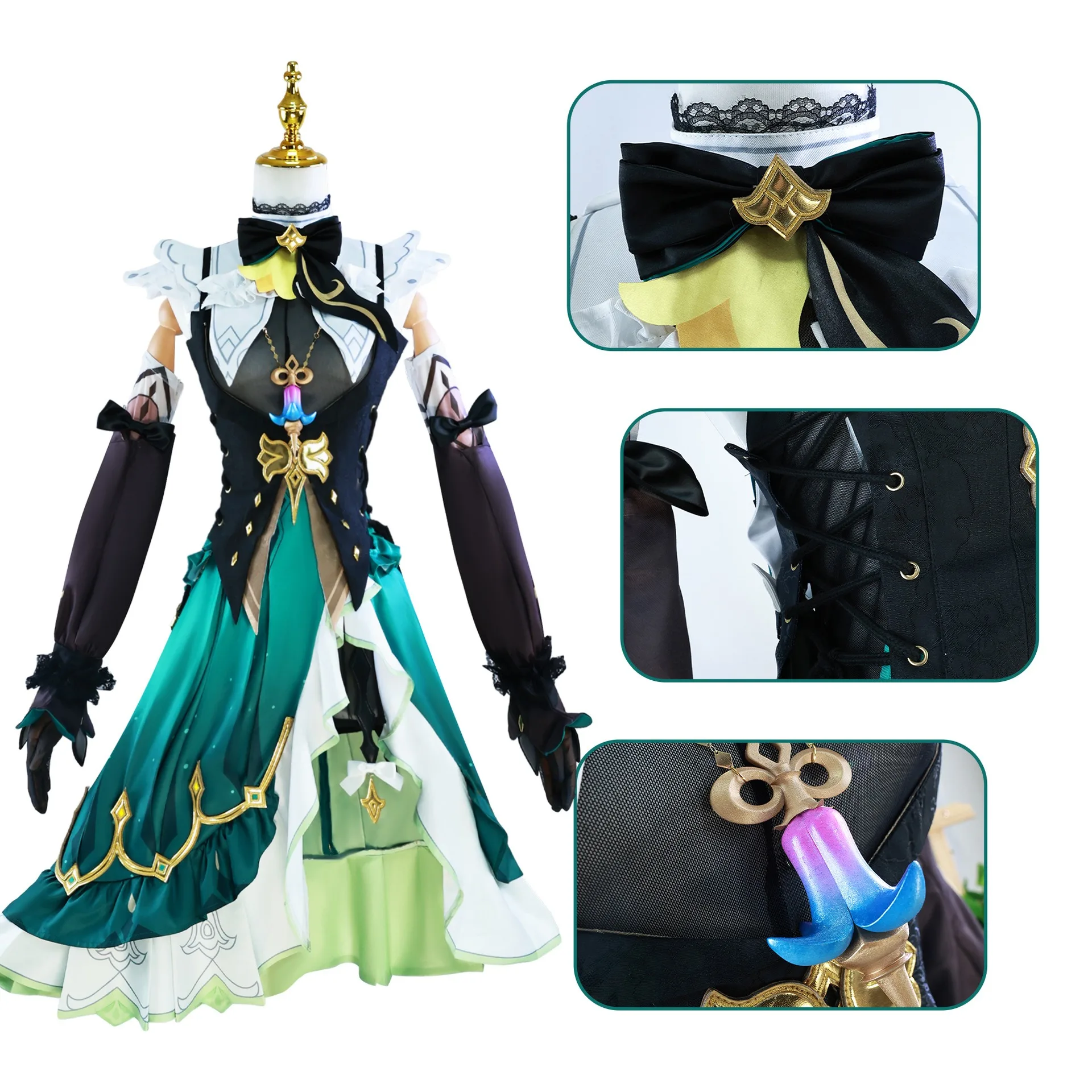 Emilie Cosplay Game Genshinimpact Emilie Cosplay Costume Dress Hat Wig Fountaine Flavorist Anime Role Play Emilie Cosplay Shoes