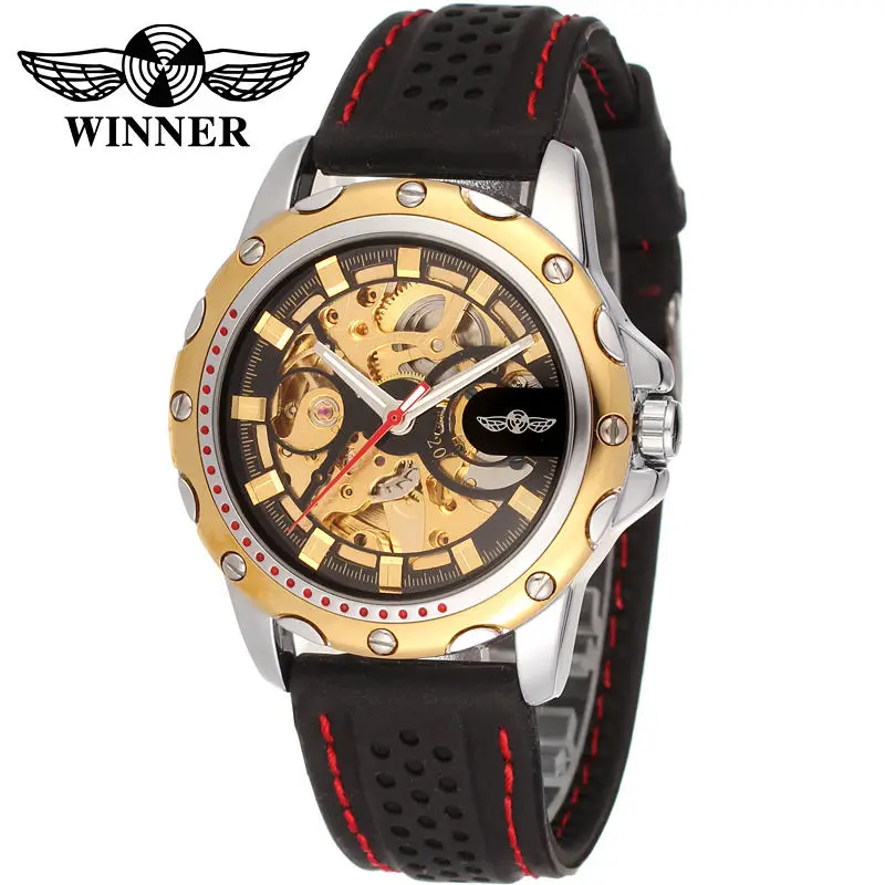 winner Own brand custom watch T-winner hot sale silicone band automatic mechanical casual male watch