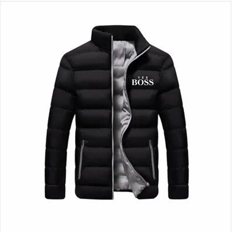 Dikke Heren Nieuwe Warme Parka Jassen Winter Casual Heren Bovenkleding Jassen Effen Opstaande Kraag Heren Windscherm Katoen Gewatteerd Donsjack