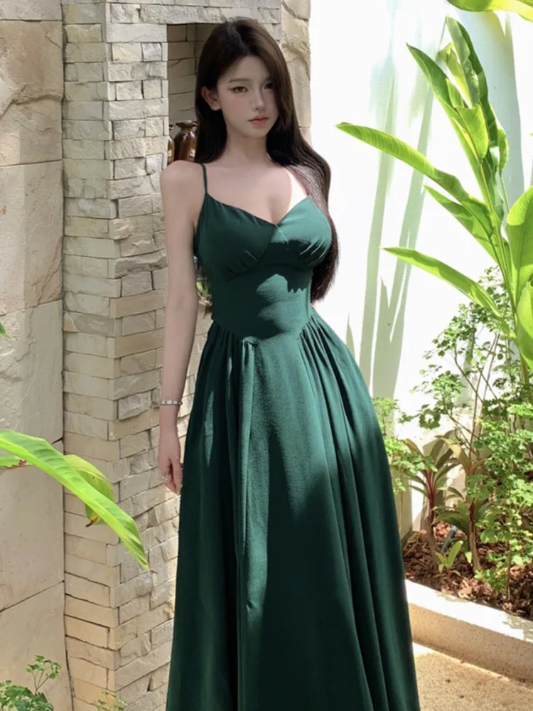 ผู้หญิงเซ็กซี่Backless ElegantชุดVคอSlimเอวLace Upชุดยาวฤดูร้อนพรหมเสื้อผ้าหญิงชุด