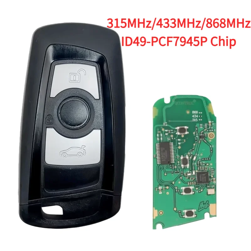 3 Buttons Black Keyless Remote Car Key 315Mhz/433Mhz/868Mhz ID49-PCF7945P Chip For BMW 2009-2016 3/5/7 CAS4 F series