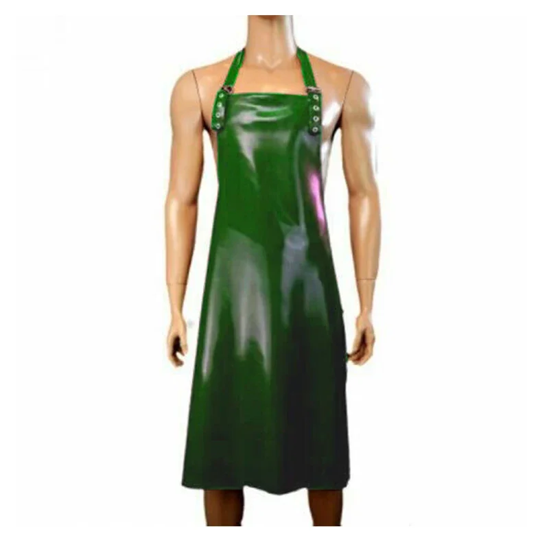 

Latex Rubber Green Catsuit Coat Fashion Apron Dress 0.4mm Size S-XXL