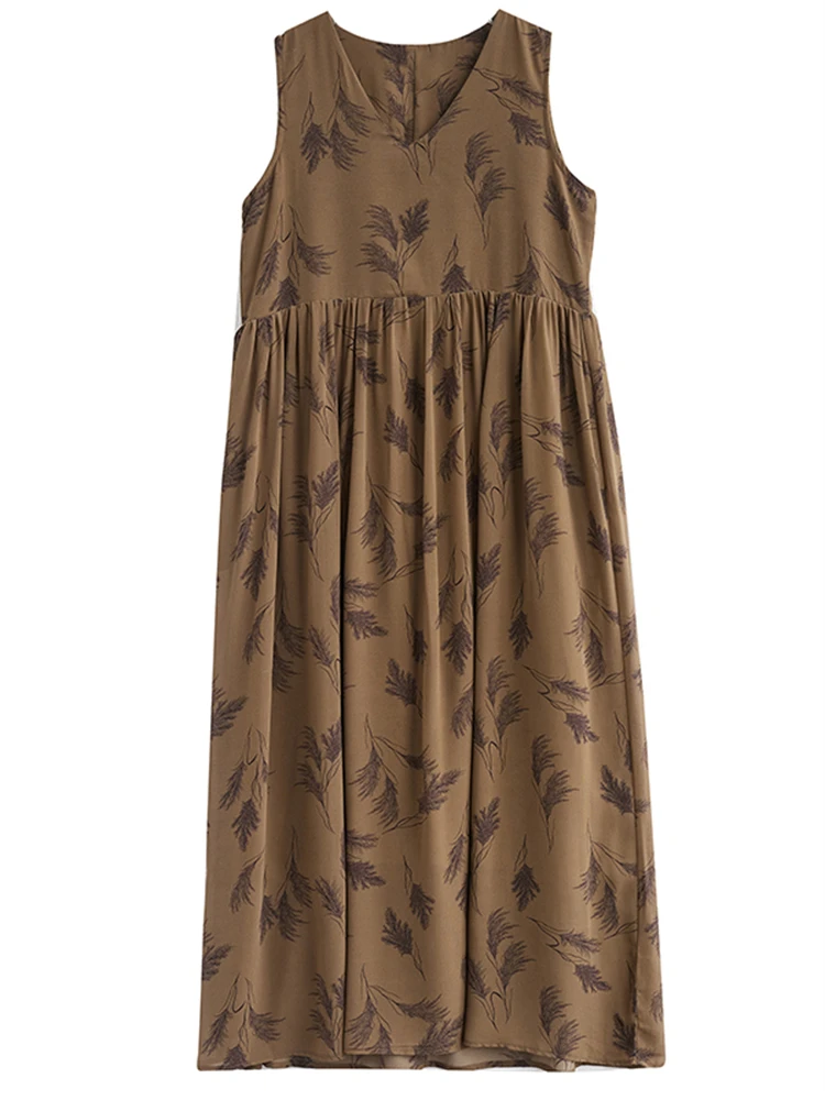 Sleeveless Cotton Print Vintage Dresses For Women 2025 Summer Casual Long Holiday Beach Dress Femme Robe Vestido Elegant Clothes