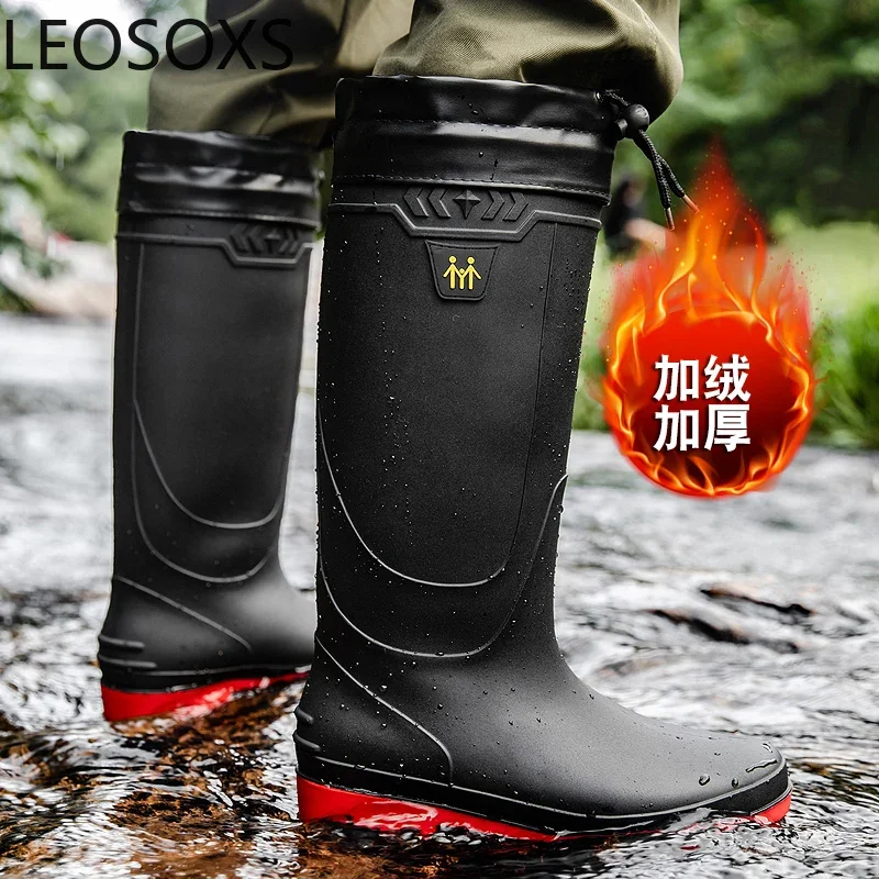 Bottes de Pluie en Peluche pour Homme, Chaussures de Cuisine Classiques, Décontractées, VPN, à la Mode