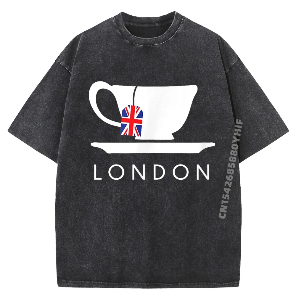 

Чайная рубашка London UK, крутая британская чайная чашка, большие и высокие футболки, мужская одежда, потертая футболка в стиле ретро, большие размеры