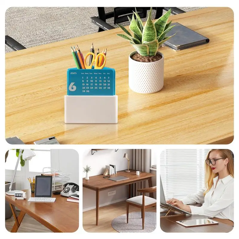 Desktop-Kalender 2025, Monatskalender mit Stifthalter, Organizer 2025, Schreibtischkalender, Stifthalter für Schreibtisch, Tischregal, Display