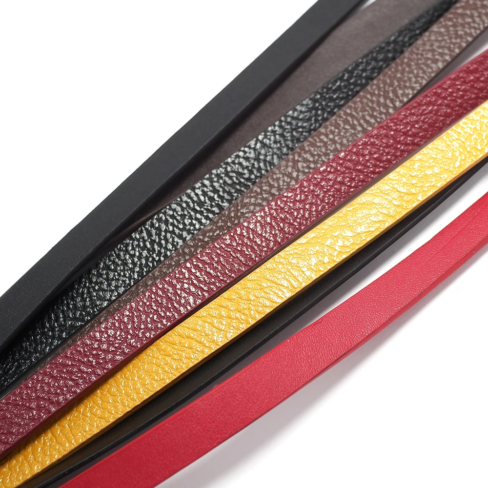 1.15meter Leather Strips,Stitched Flat Leather Cord,Synthetic Leather Belt Bag Handle,10mm 15mm Key Cord ,Cord Bracelets Making