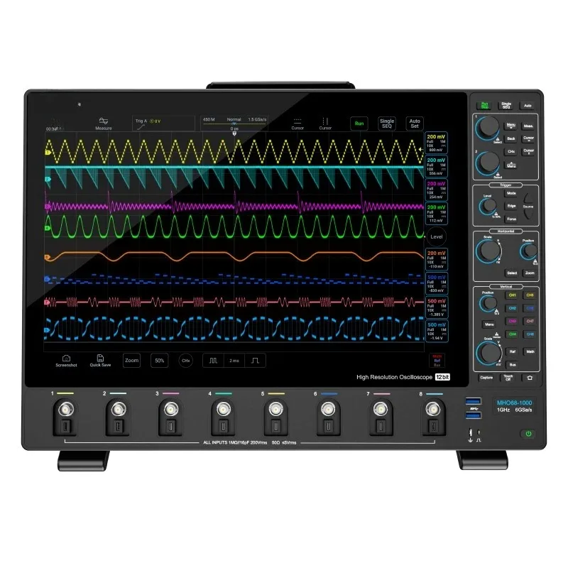 High-resolution oscilloscope MHO68 series 1G high-bandwidth 8-channel 6GSa/s ultra-thin design