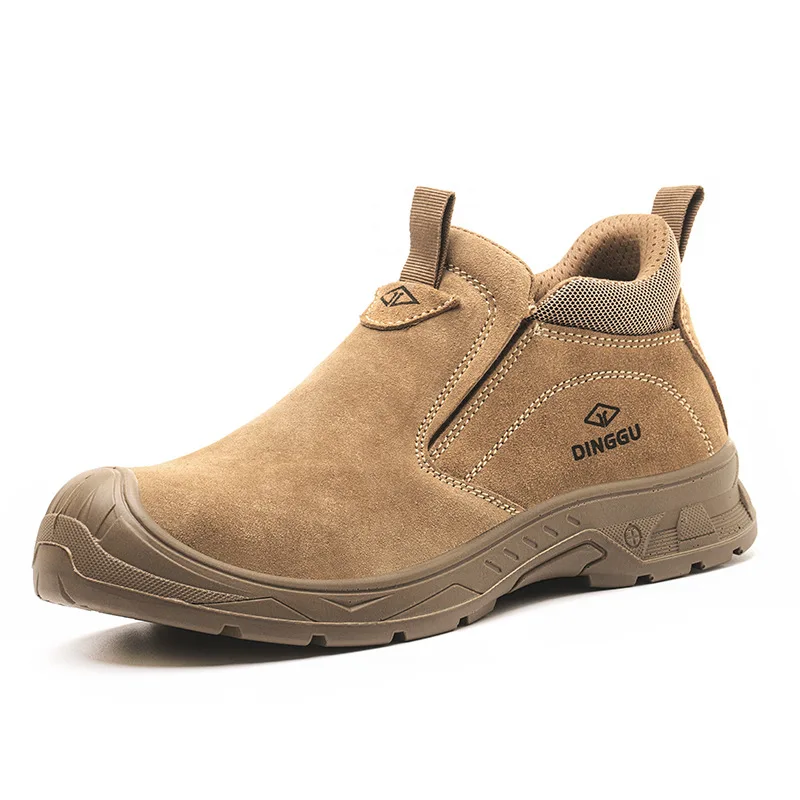 men's casual steel toe covers working safety boots cow suede leather welding shoes worker security ankle botas protect footwear