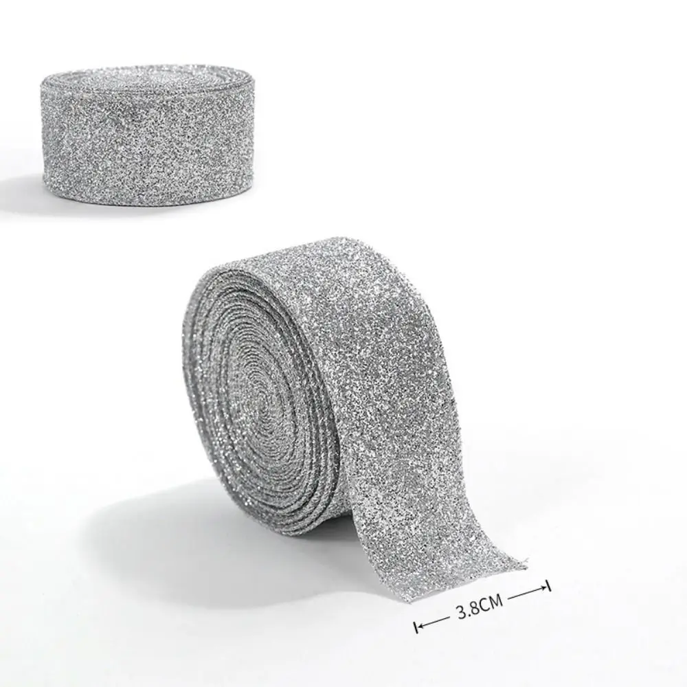 New 2 M Christmas Ribbons Imitation Hemp Material Wired Edge Weave Ribbon Golden Silvery Bow Material Gift Packaging