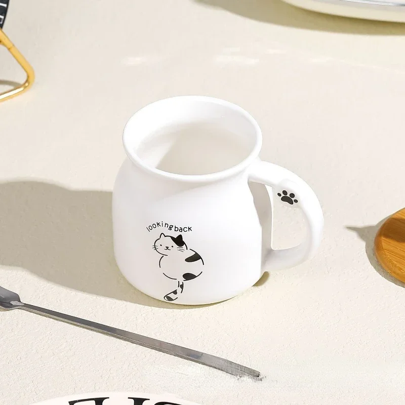 Creative Color Cat Heat-resistant Mug Cartoon with Lid Cup Kitten Coffee Ceramic Mugs Children Cup Office  Drinkware Gift