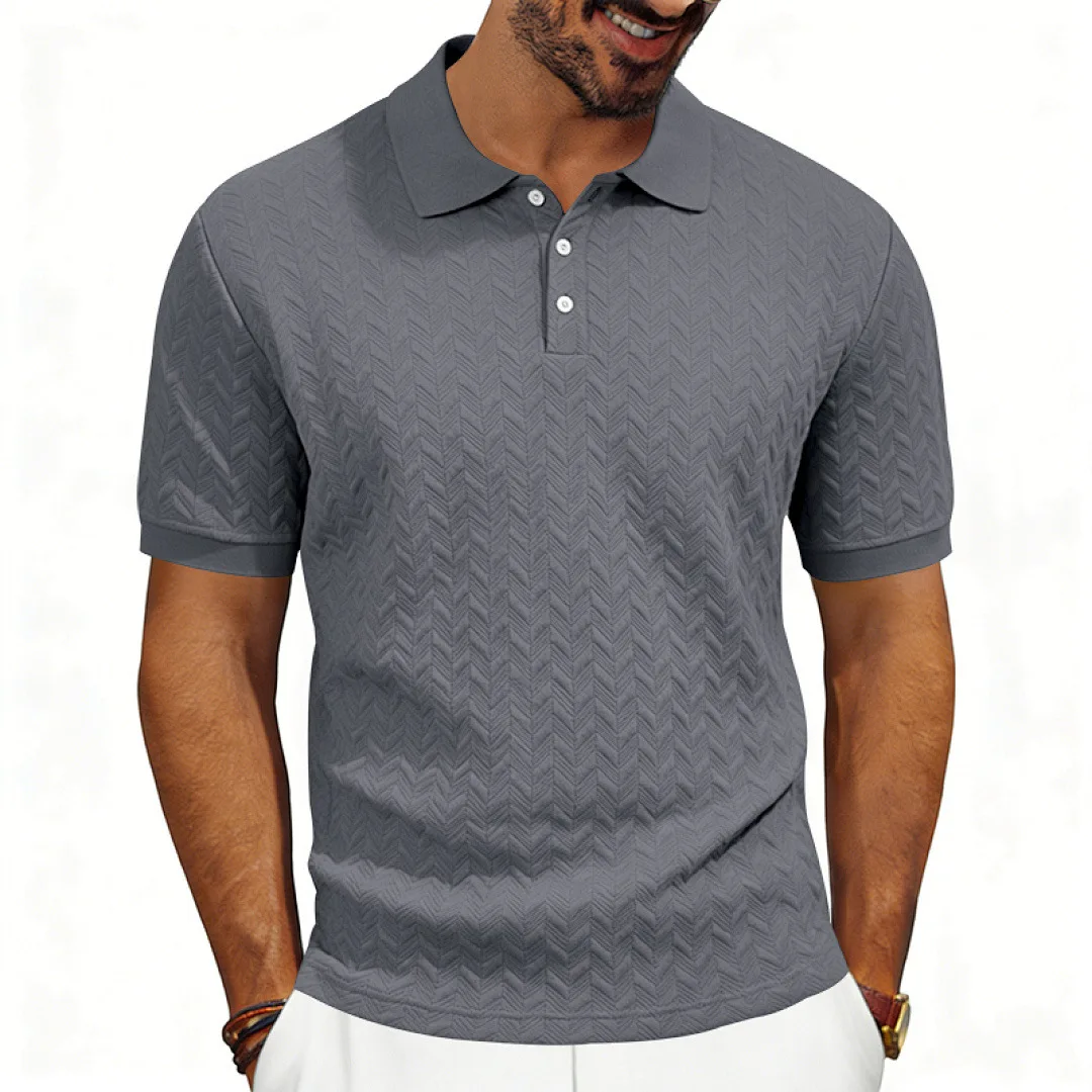 Grenzüberschreitendes Amazon American Heavy-Duty Polo-Shirt mit lockerem Texturmuster, einfarbig, Jacquard, lässig, schlicht, trendig, kurzärmelig – Detail 31