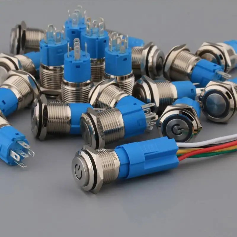 16mm Waterproof IP65 Metal Push Button Switch LED Lamp Momentary/self-locking Latching Maintained Car Auto Engine PC Power