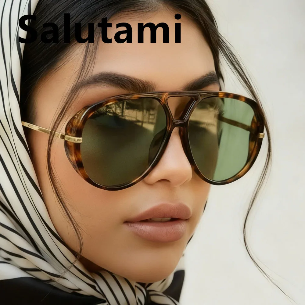 

Популярные винтажные овальные солнцезащитные очки большого размера для женщин, новые модные солнцезащитные очки из леопардового градиента из сплава, женские солнцезащитные очки Y2K для вождения uv400