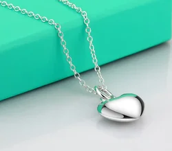 New Popular brands 925 Sterling Silver Solid Romantic heart Necklace For Women Fashion party wedding accessories Jewelry gifts