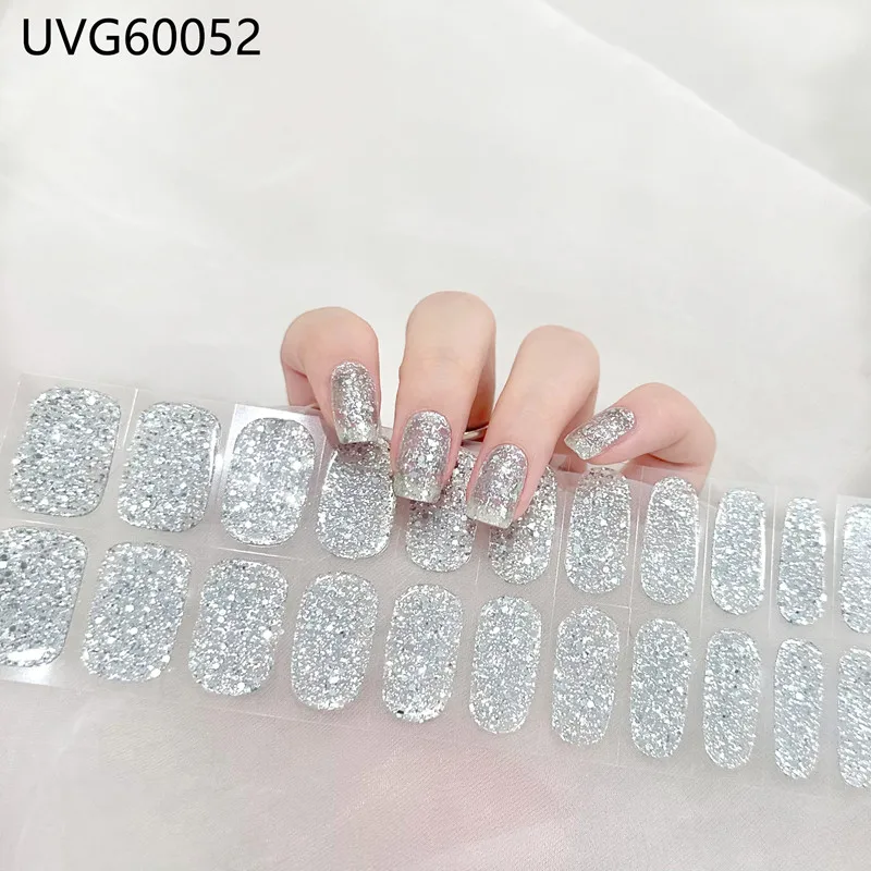 Gel semi-durci N64.Autocollants pour lampe LED UV, Adhésif, Full Round Waterproof, DIY Women Fashion Nail Wraps, Décorations artistiques