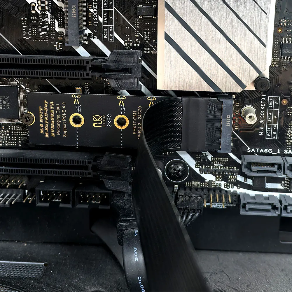 

NGFF M-Key PCIe4.0 SSD Extention Card Support PCle4.0 M.2 NVMe SSD Extension Cable M.2 SSD PCI-Express 4.0 X4 M Key Extender